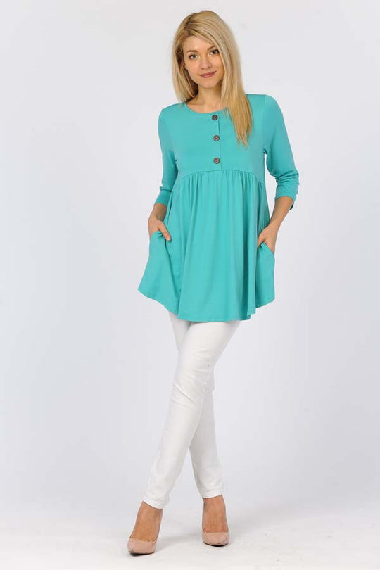 Relaxed Faux Button Top Baby Suede