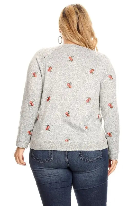 Embroidered Floral Pullover Sweater