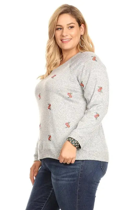 Embroidered Floral Pullover Sweater