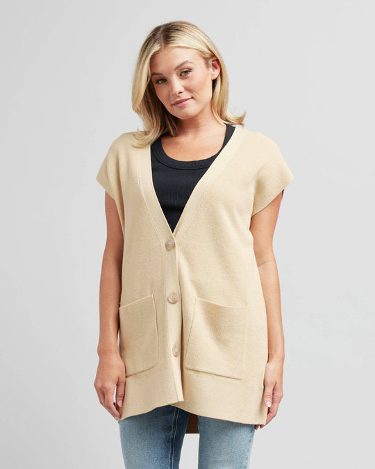 Semester Vest Cardigan in Neutral Color