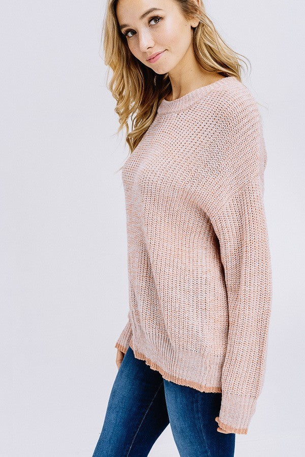 Loretta Melange Scalloped Sweater Top