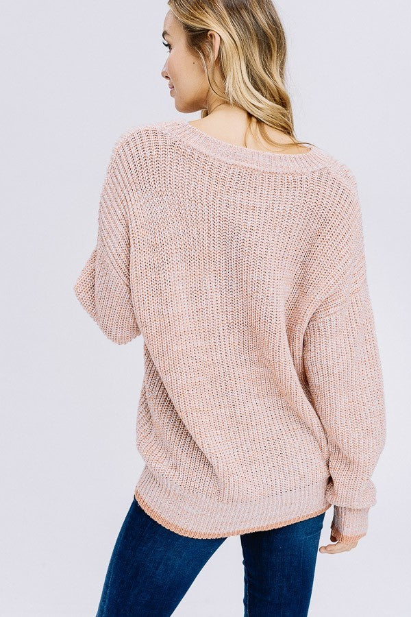 Loretta Melange Scalloped Sweater Top