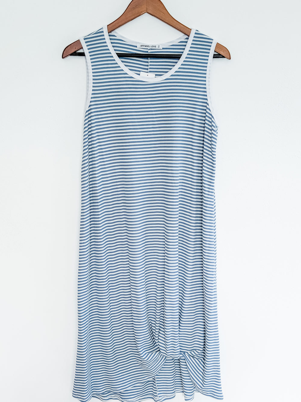 Midi Sleeveless Shift Dress in Blue or Black Stripes