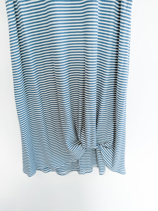 Midi Sleeveless Shift Dress in Blue or Black Stripes