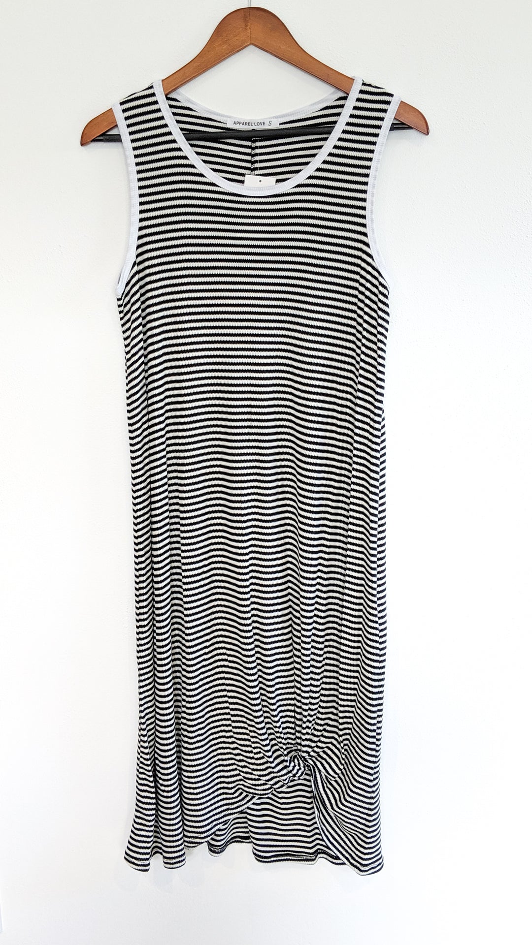 Midi Sleeveless Shift Dress in Blue or Black Stripes