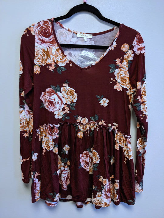 Babydoll Long Sleeve Top in Floral Prints Last Ones!