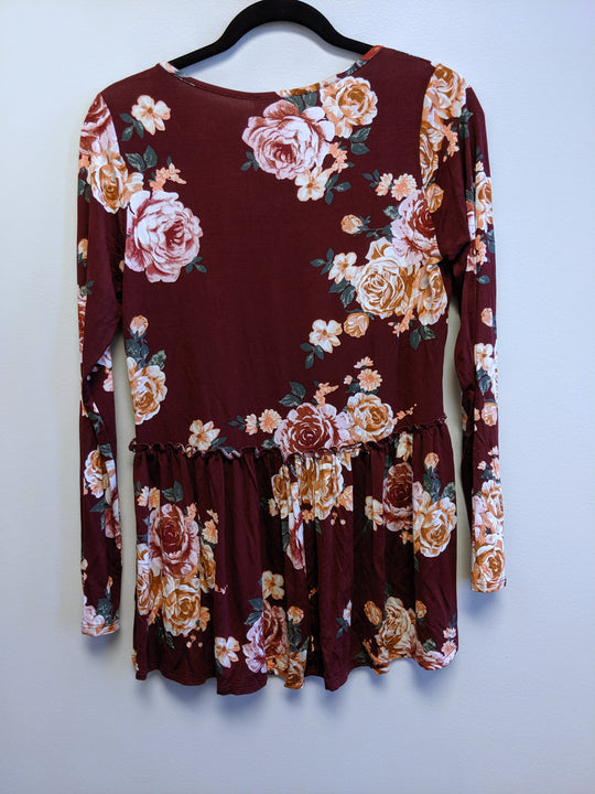 Babydoll Long Sleeve Top in Floral Prints Last Ones!