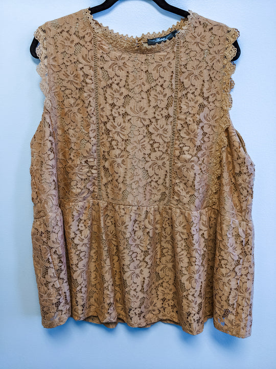 Peplum Lace Tank Top in Amber Last Ones!