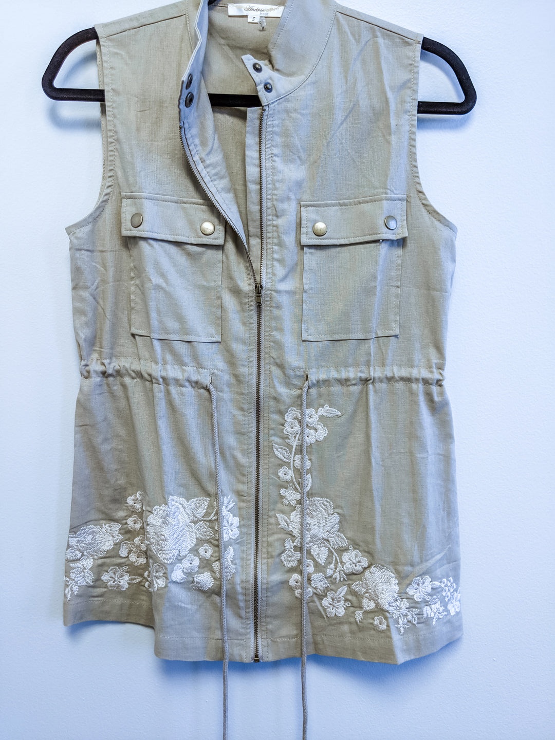 Linen Vests Mocha with Embroidered Details Last Ones!