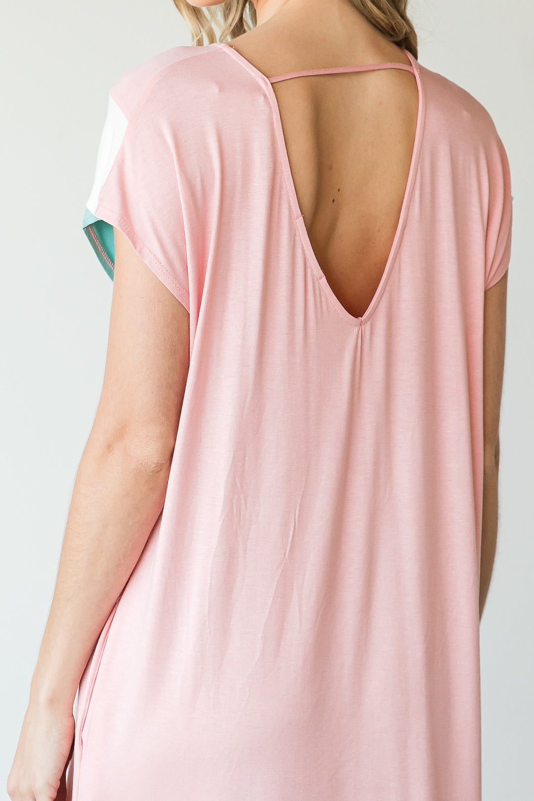 Dolman Color block Maxi Dress in Pink