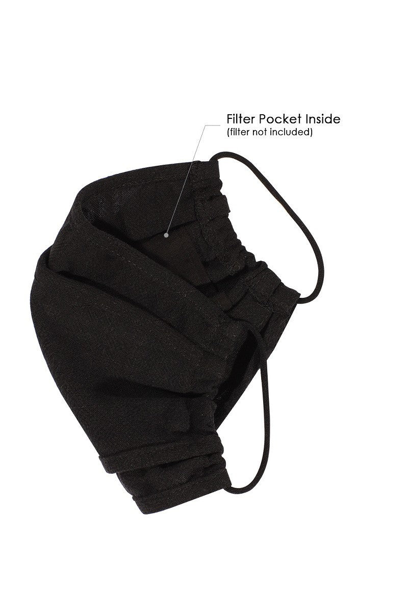 Face Mask Black Rayon Linen