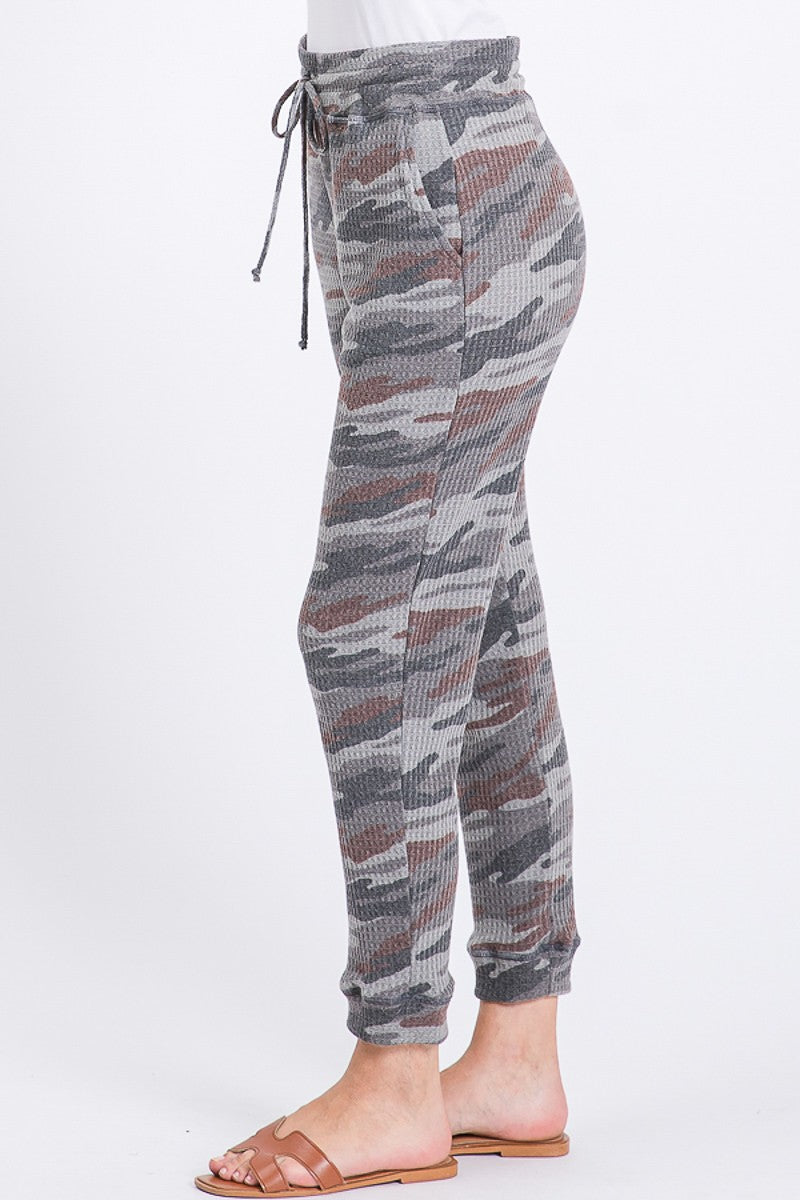 Camou Ribbed Knit Pants in Olive or Gray