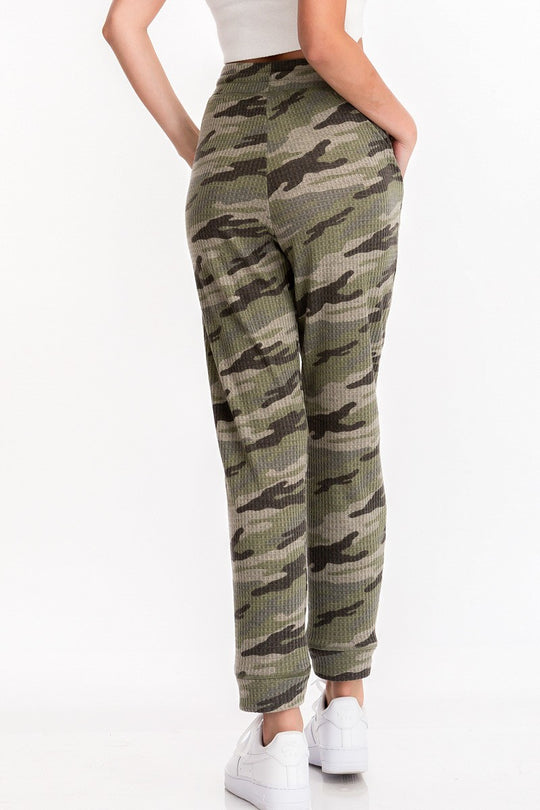 Camou Ribbed Knit Pants in Olive or Gray