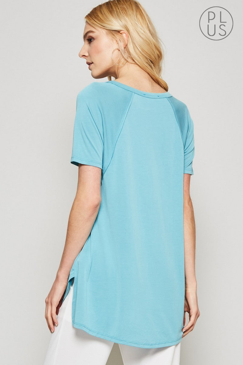 Raglan Top Modal Round Neck in Mint Last Ones!