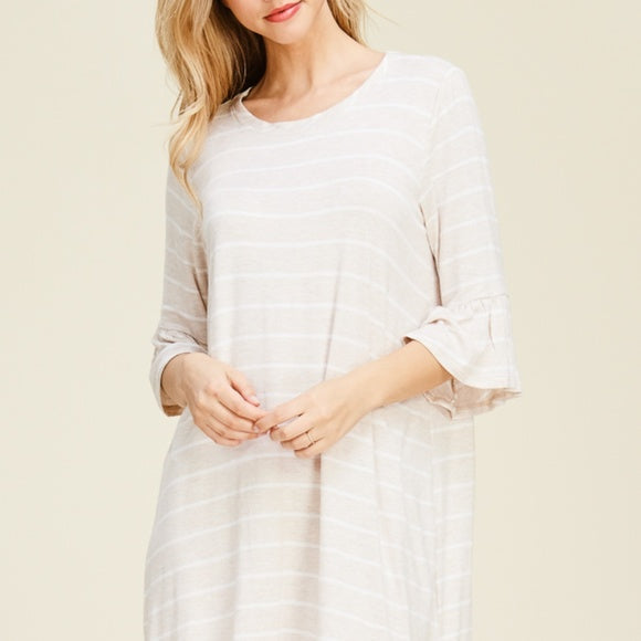 Amanda Stripe Ruffle Sleeve Shift Tunic Dress Last ones!