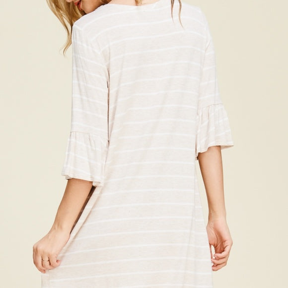 Amanda Stripe Ruffle Sleeve Shift Tunic Dress Last ones!