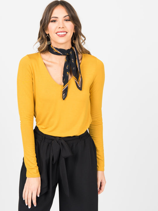 Everyday Tee Long Sleeve V-Neck in Mustard Last ones!