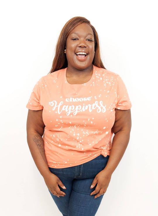 Brianna Choose Happiness Acid Wash Graphic Tee