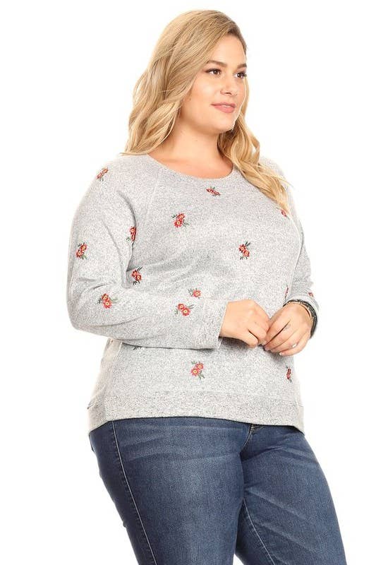 Embroidered Floral Pullover Sweater