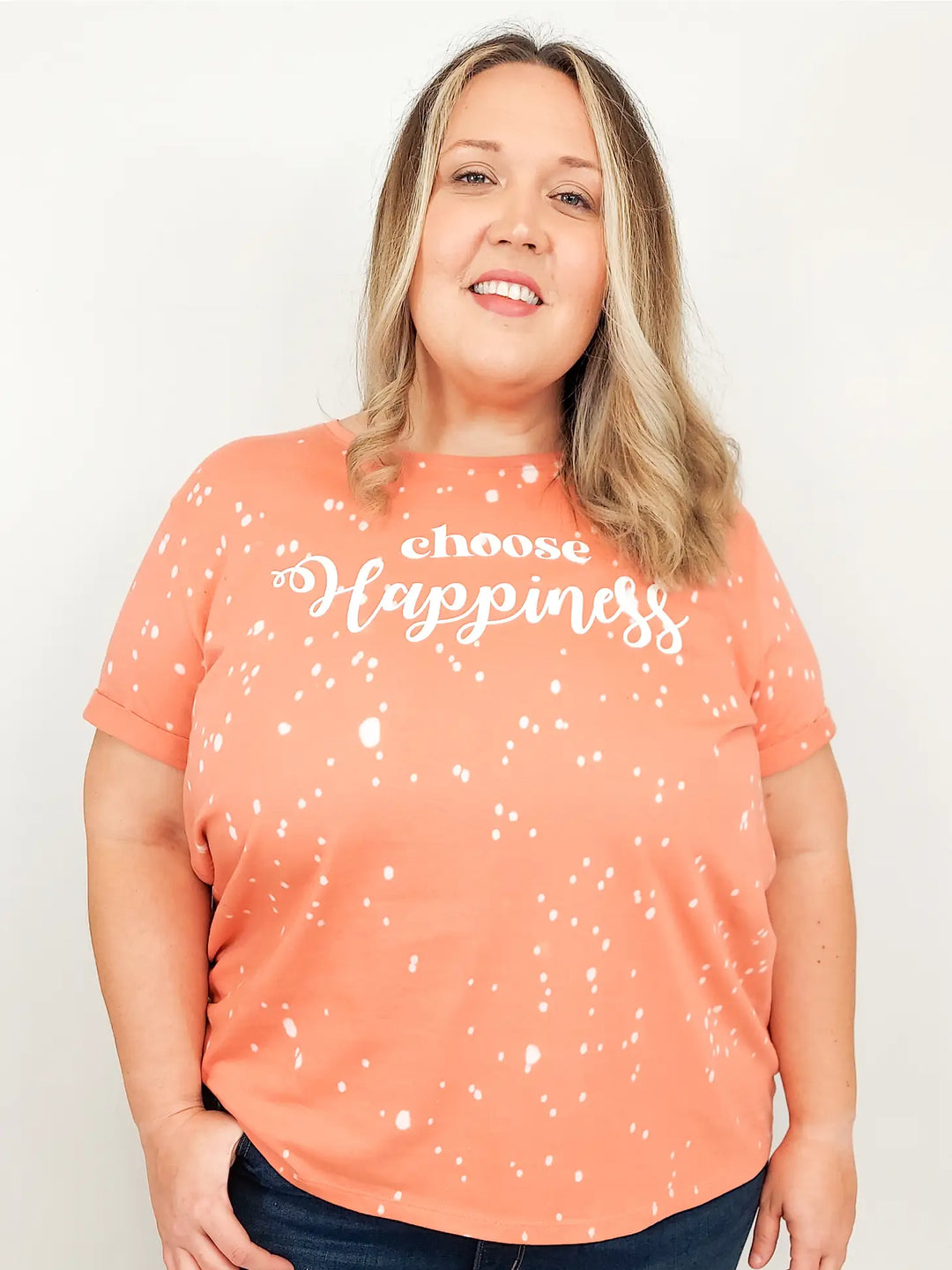 Brianna Choose Happiness Acid Wash Graphic Tee