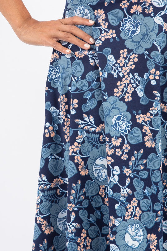 Midi Skirt I got you Babe in Navy and Chambray
