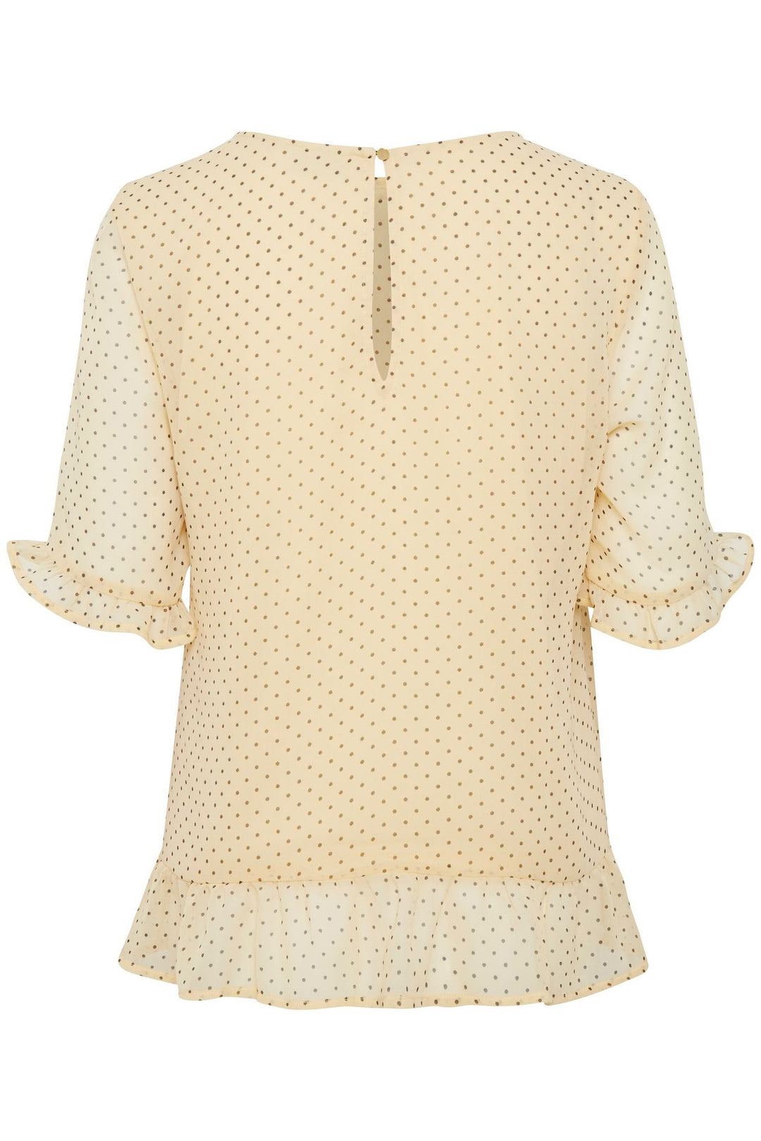 Blouse Top Elbow Sleeve Yellow Black Polka Dot